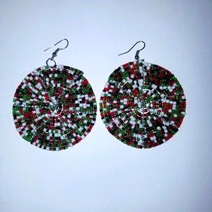 Round Multicolored Beaded Earrings